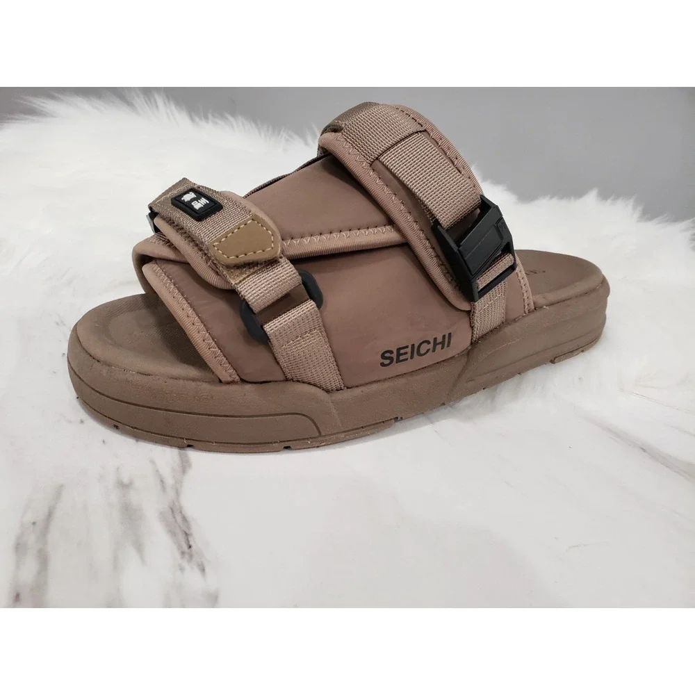 NEW MENS 8 Seichi Yoroi V2 Sandals Tan Slip On Open Toe Platform Slide EURO 41